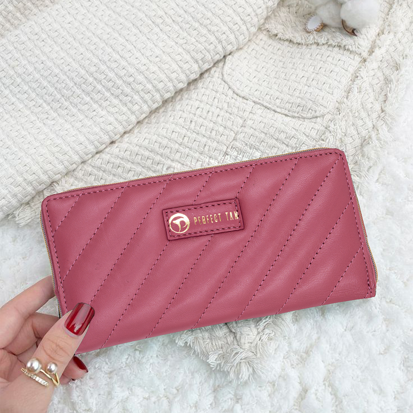 Tracy - Quilted Horizontal Leather Passport Wallet