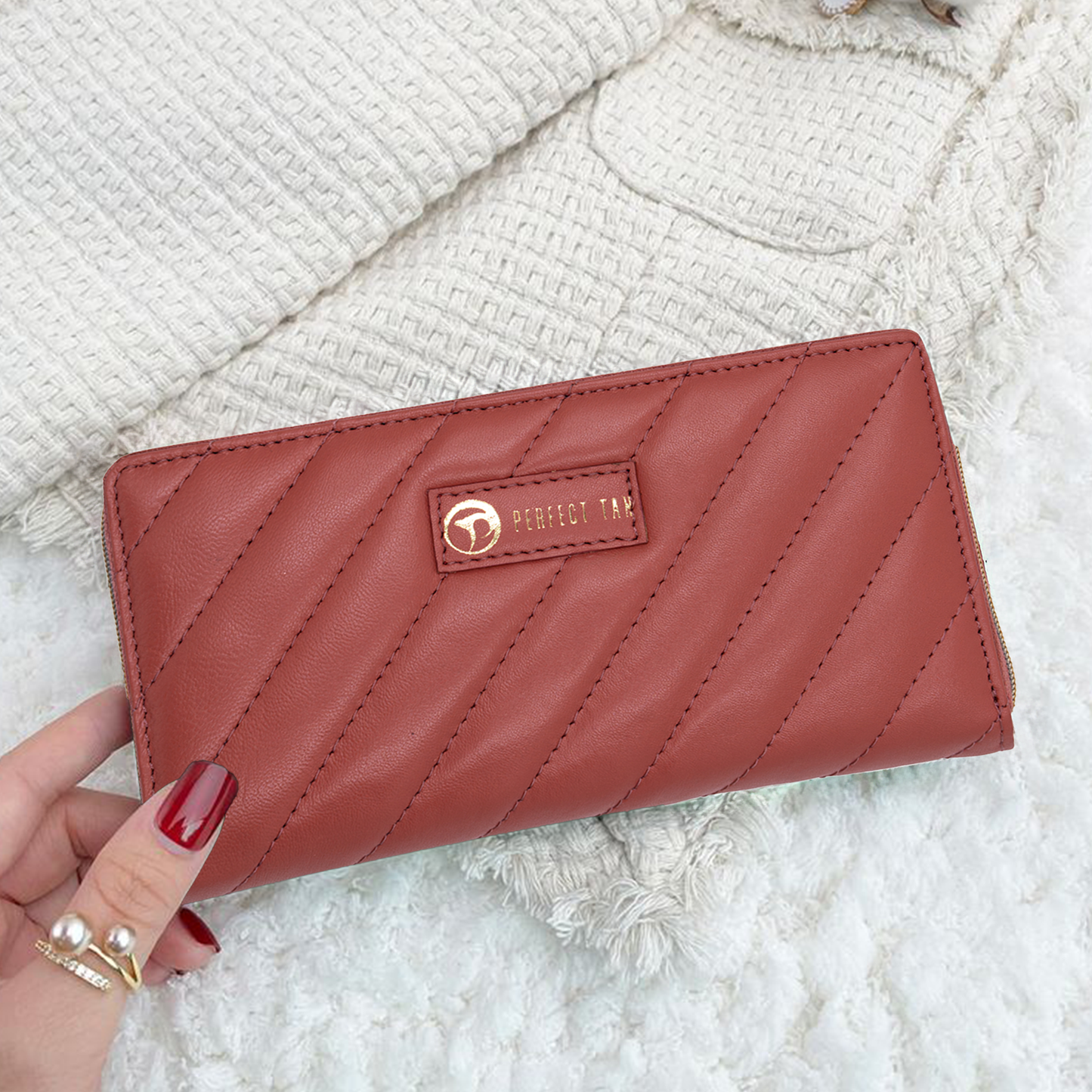 Tracy - Quilted Horizontal Leather Passport Wallet